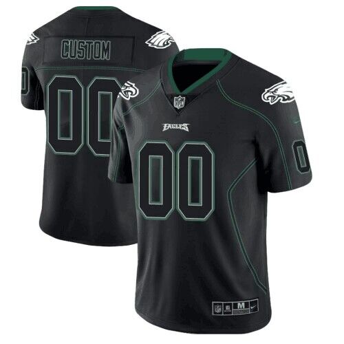 Men's Black Philadelphia Eagles Customized Lights Out Color Rush Limited Stitched Jersey